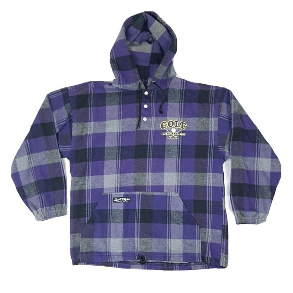 surf style Other - Vtg 90s Grunge Surf Style Myrtle Beach Golf Plaid Hoodie Made In USA Mens XL EUC